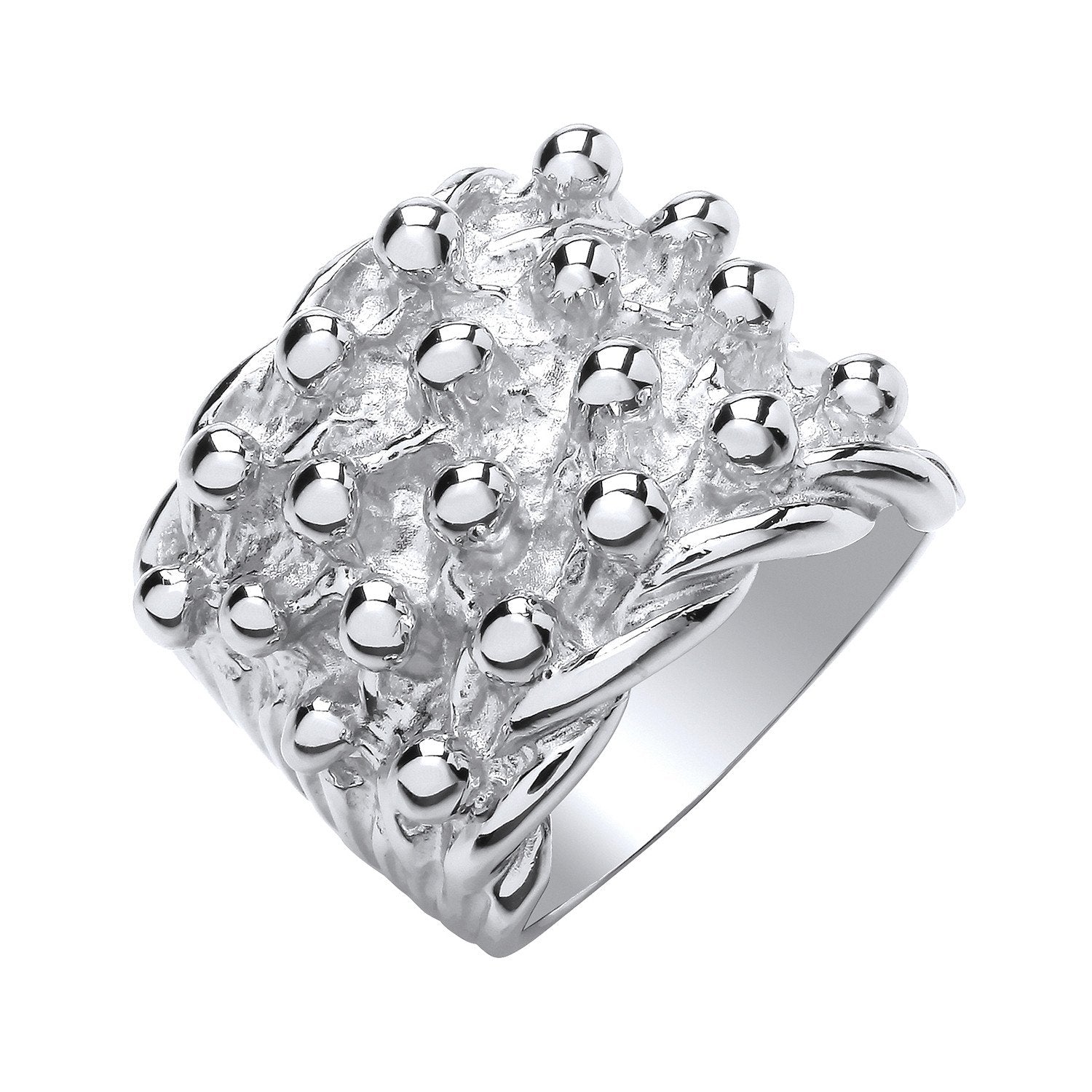 Silver 4 Row Keeper, Woven Back Large Ring - Fine Ring - Certified Authentic - Swiss Made – Luxury Jewellery by Imperi